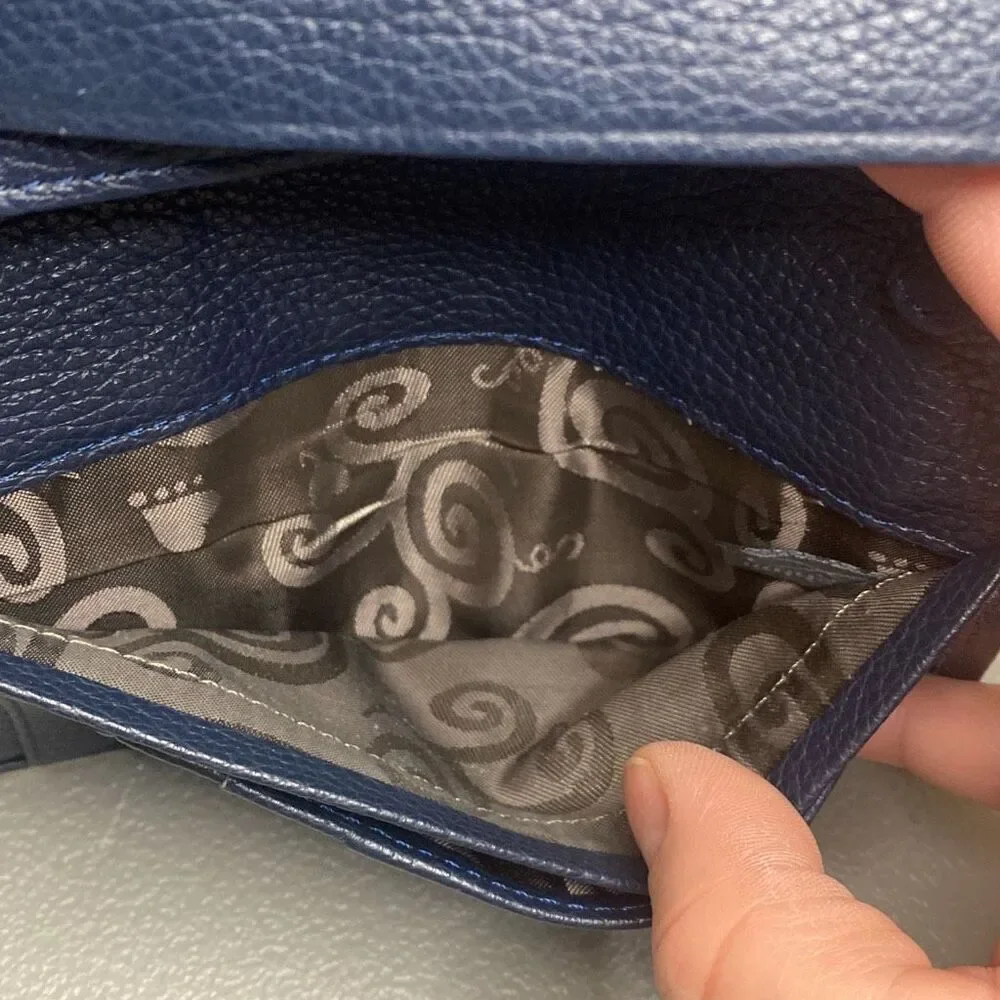 Brighton Wallet Off The Grid Rockmore Patchwork Blue Leather 7.5”x4” READ